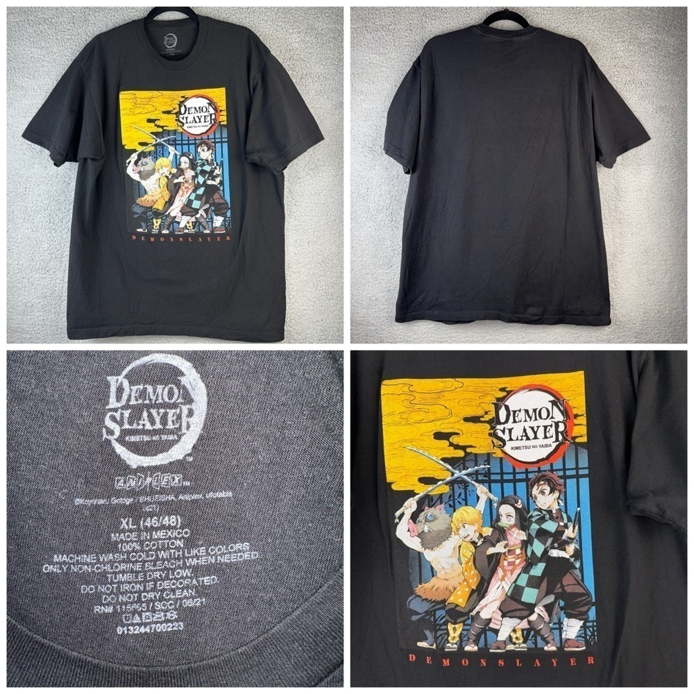 Demon Slayer Shirt Men's XL Black Fight Muzan Graphic Kimetsu no Yaiba T-Shirt